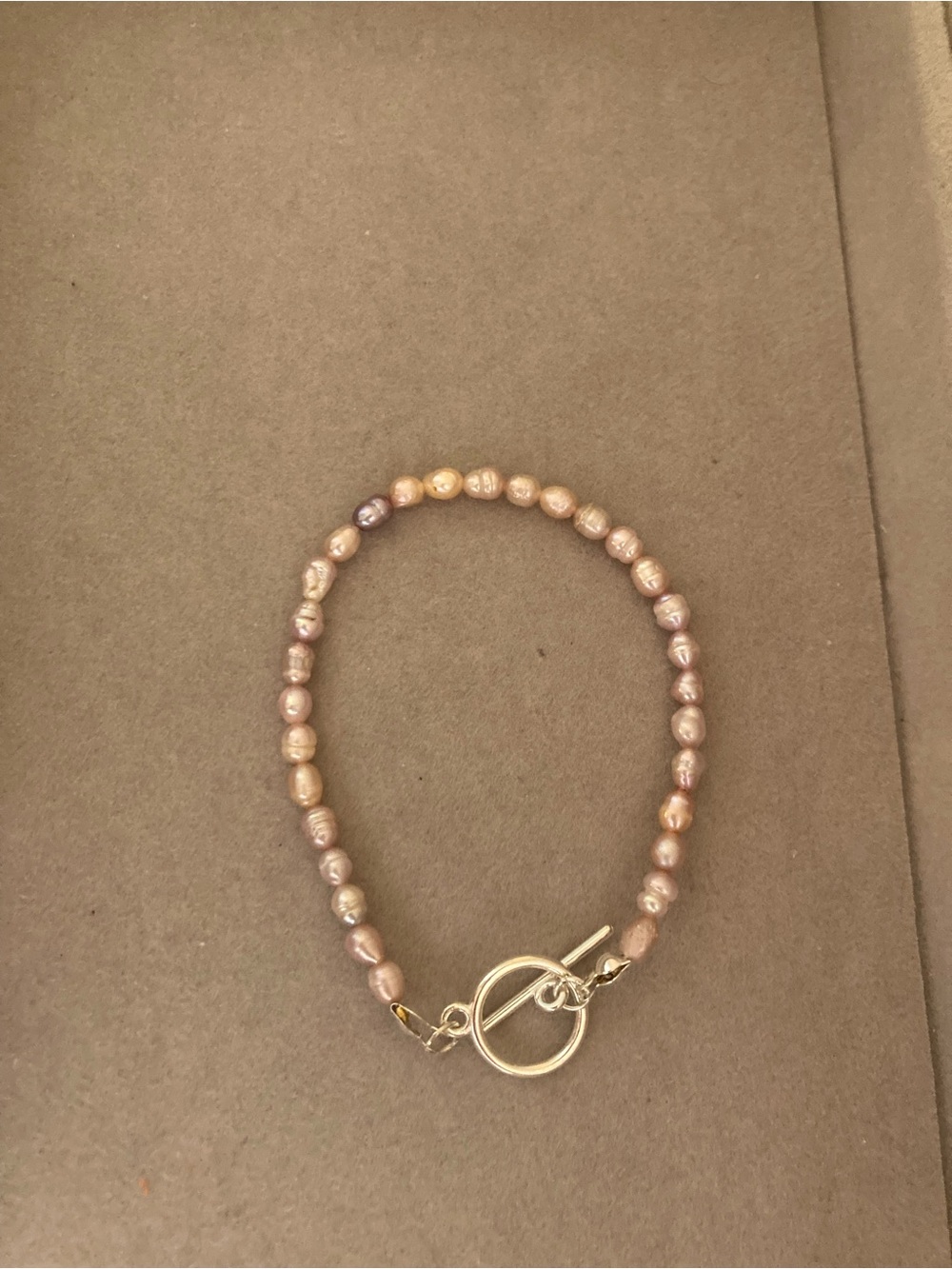 Pearl Multitone Pink and Champagne Freshwater Bracelet with Silver Toggle